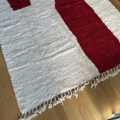 Authentic Handwoven Modern Beni Ourain Rug | 3x2 m Red Abstract Wool Carpet