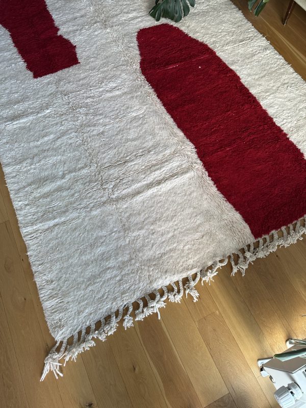 Authentic Handwoven Modern Beni Ourain Rug | 3x2 m Red Abstract Wool Carpet