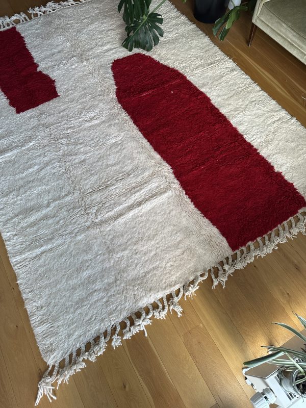 Authentic Handwoven Modern Beni Ourain Rug | 3x2 m Red Abstract Wool Carpet - Image 2