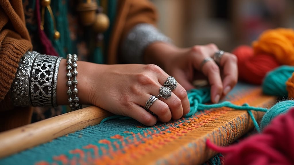 Handmaking wooven rugs