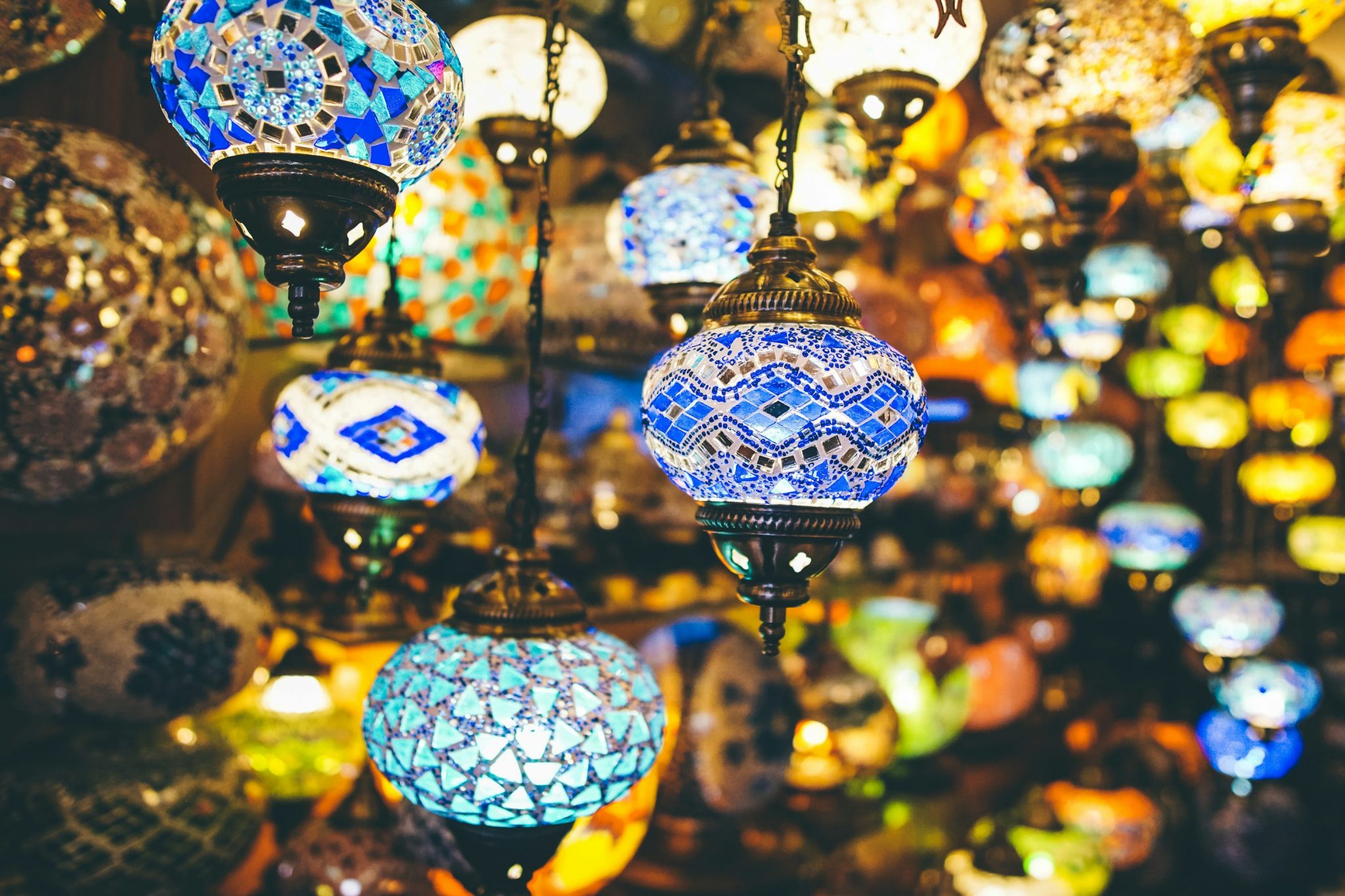 hanged assorted-color pendant lamp for Eid celebrations