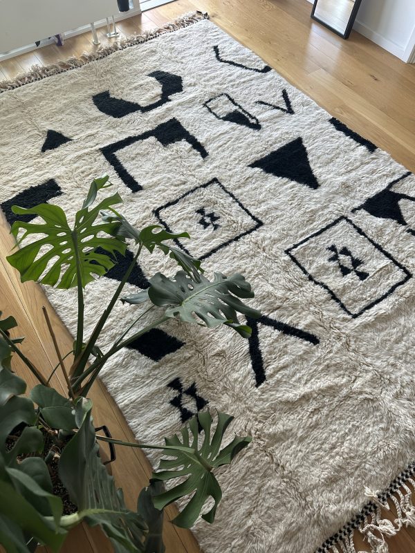 Bold Geometric Beni Ourain Rug - 3x2m - Handmade Moroccan Carpet