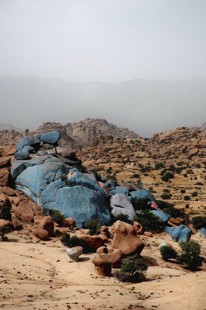 scenic blue rock formations in tafraoute