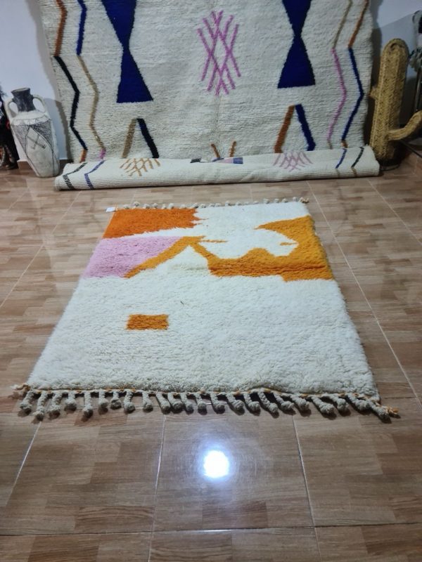 Handwoven Beni Ourain Rug, 1x1.5m - Cream Base with Warm Accents - Image 5
