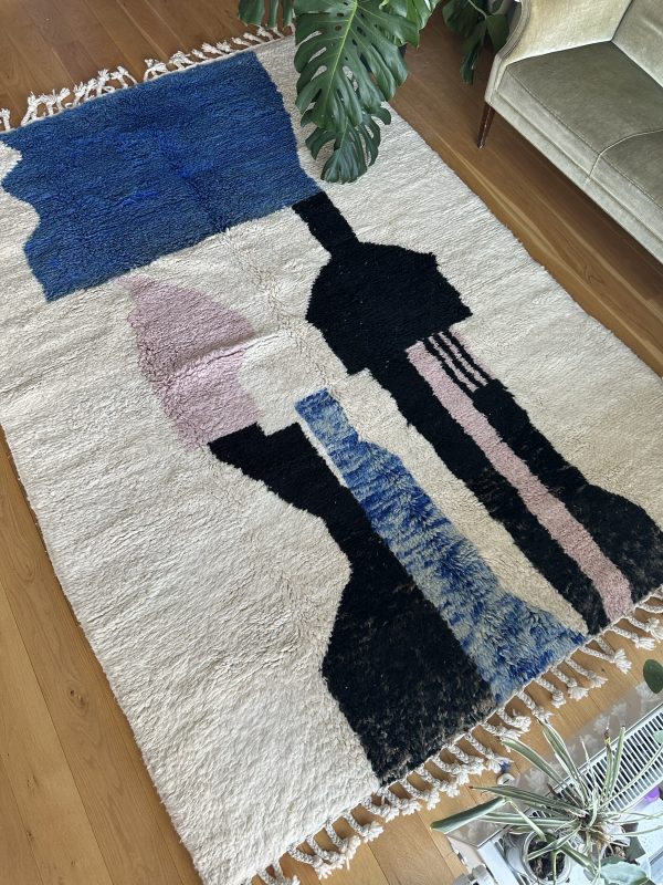 Moroccan Beni Ourain Rug – 3x2m | Ivory with Bold Abstract Design