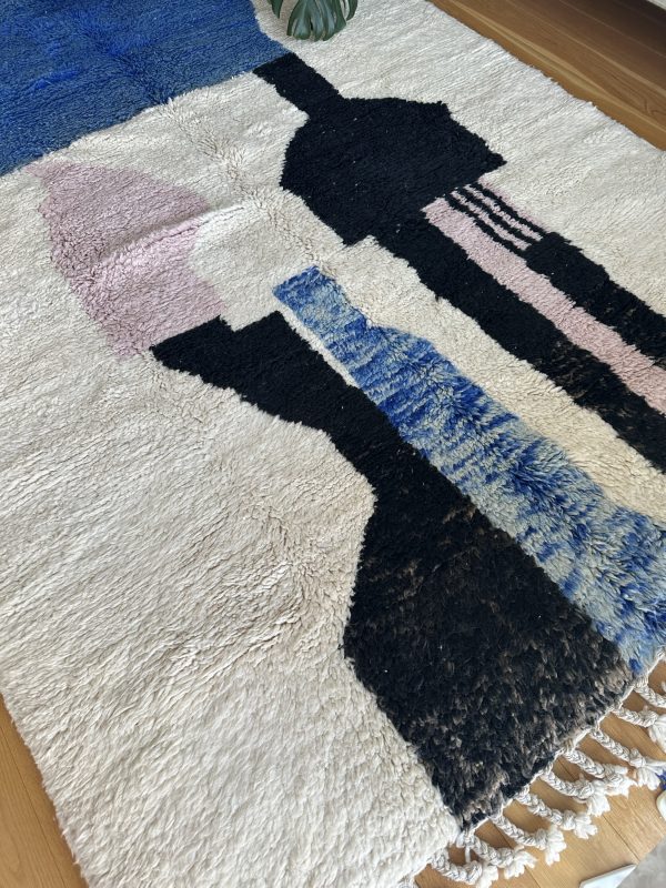 Moroccan Beni Ourain Rug – 3x2m | Ivory with Bold Abstract Design - Image 2