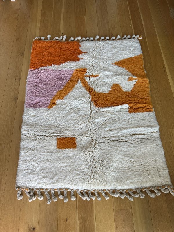 Handwoven Beni Ourain Rug, 1x1.5m - Cream Base with Warm Accents - Image 4