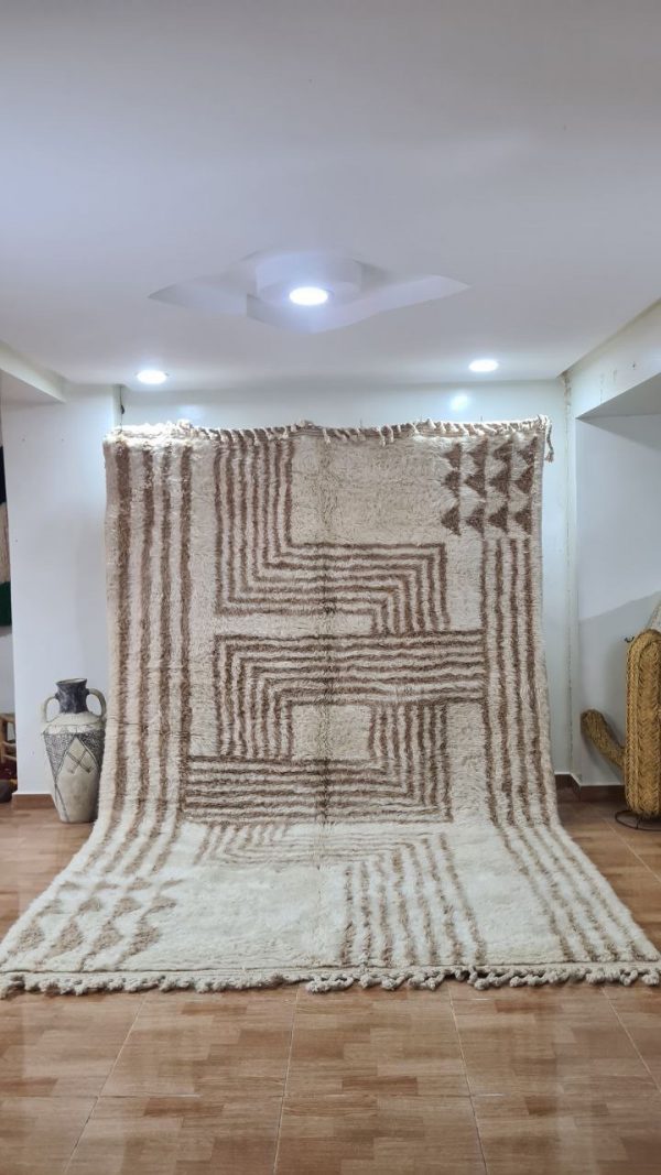 Ivory Moroccan Rug with Geometric Patterns – 3x2m Beni Ourain - Image 5