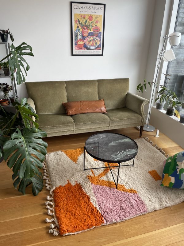 Handwoven Beni Ourain Rug, 1x1.5m - Cream Base with Warm Accents - Image 3